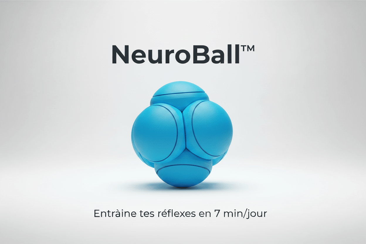 NeuroBall™ bleu 5,5 cm – petite balle à rebond sensorielle pour réflexes, idéale chat, chien et enfant.